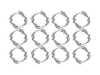 Hand drawn set of cicle floral frame.boder for wedding,greeting  card design.