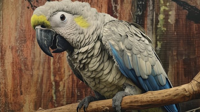 Portrait of a parrot. Hand-drawn illustration. Sepia