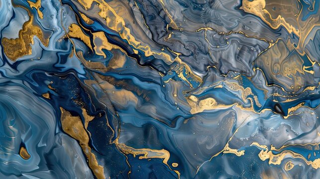 Abstract background. Blue paint with gold lines

