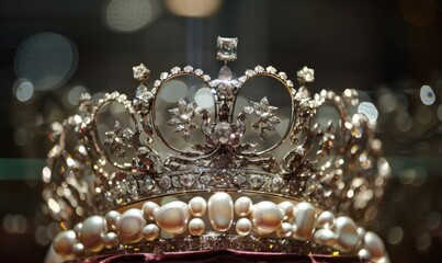 Royal crown set with a large central diamond