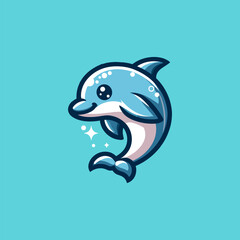 Dolphin Cute Mascot Logo Illustration Chibi Kawaii is awesome logo, mascot or illustration for your product, company or bussiness
