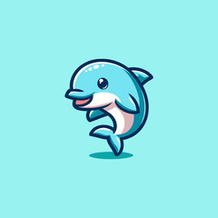 Dolphin Cute Mascot Logo Illustration Chibi Kawaii is awesome logo, mascot or illustration for your product, company or bussiness