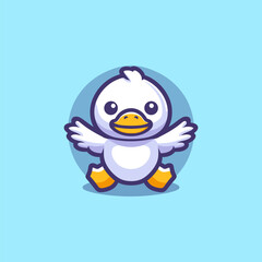 Duck Cute Mascot Logo Illustration Chibi Kawaii is awesome logo, mascot or illustration for your product, company or bussiness
