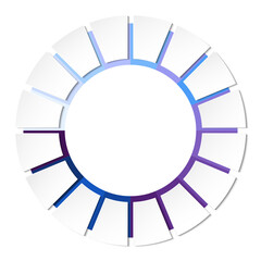 Blue tone circle infographic with 16 steps, process or options.