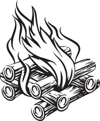 tattoo design Hand drawn doodle campfire. Vector bonfire clipart.