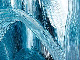 Blue stripes, creative abstract hand painted background, brush texture, acrylic painting on canvas. - 756575632