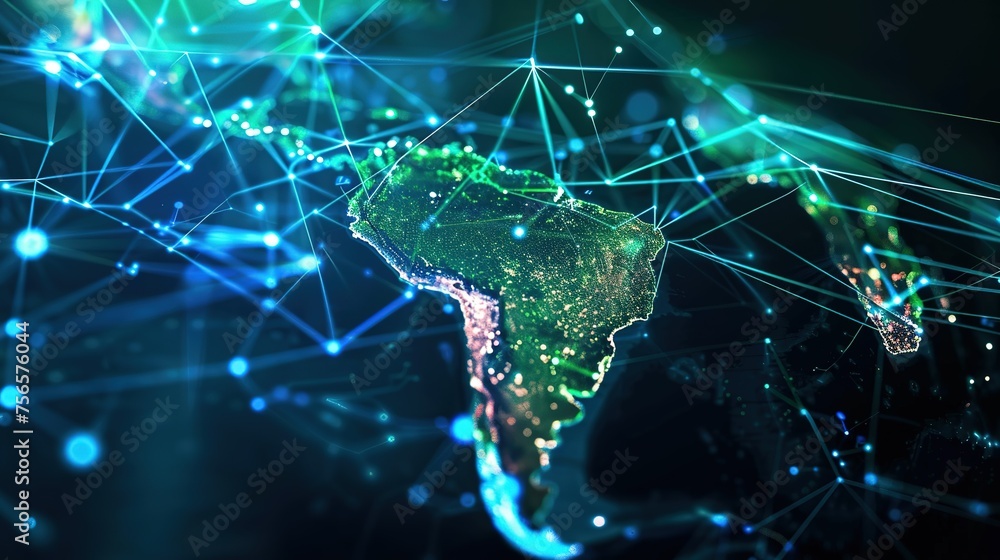 Poster concept of global network and connectivity, data world transfer and cyber technology, abstract digit
