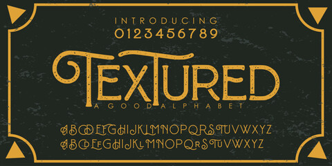 Texture vintage and edgy look with this distressed bold font with a dirty noisy texture. The old letters on rusted backgrounds used for fashion, sports, movie, logos, and urban style alphabet fonts. - obrazy, fototapety, plakaty