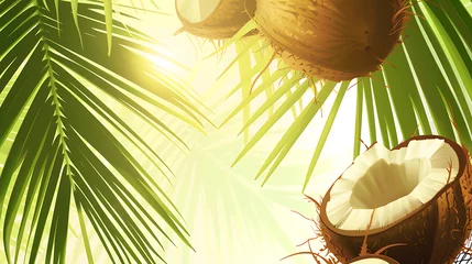 Foto op Canvas Coconuts, coconut trees, beach side © Piyada