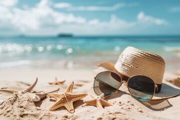 Fototapeta na wymiar Photo of summer vacation background banner, Tropical beach in summer holiday concept