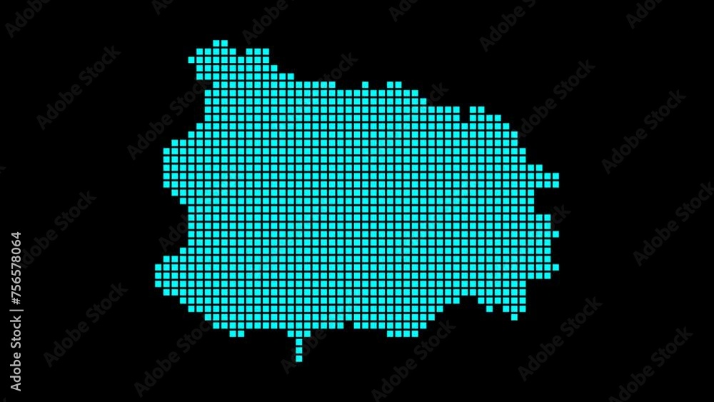 Poster ischia digital map. map of ischia in dotted style. shape of the island filled with rectangles. power