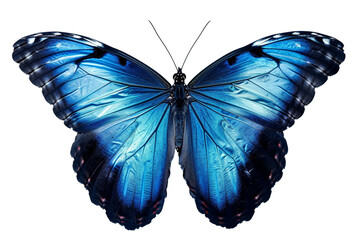 Blue and White Butterfly Isolated on Transparent Background
