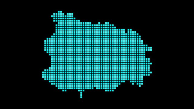 Ischia digital map. Map of Ischia in dotted style. Shape of the island filled with rectangles. Powerful video.