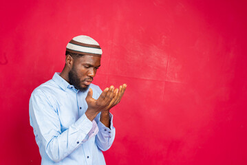 African Muslim Man Making Traditional Prayer To God