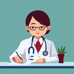 Doctor working in hospital vector illustration