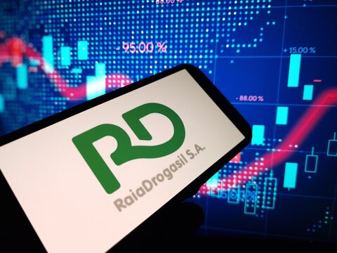 Konskie, Poland - March 11, 2024: RaiaDrogasil company logo displayed on mobile phone
