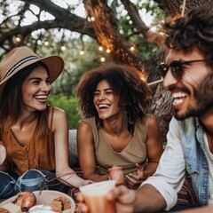 Group of friends laughing and sharing stories a tapestry of connection woven in joyful moments
