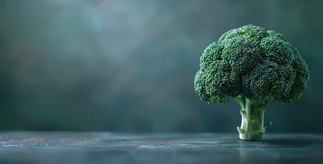 Foto op Plexiglas Broccoli on a dark background. Banner with copy space. Generative AI © Serge