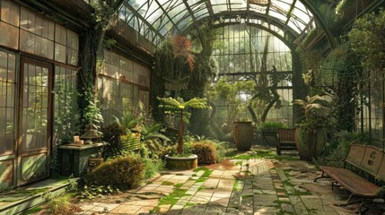 Naklejka premium Garden greeen house Generative AI