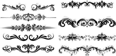 Vector set of calligraphic dividers - obrazy, fototapety, plakaty