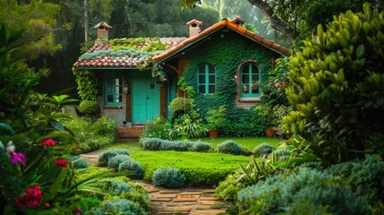 Fototapeta premium Garden greeen house Generative AI