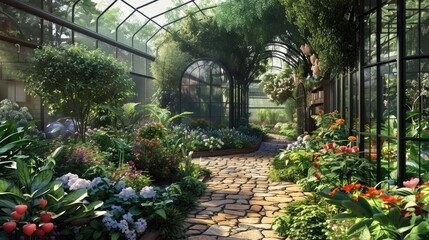 Naklejka premium Garden greeen house Generative AI