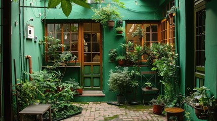 Garden greeen house Generative AI