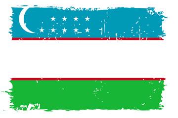 Uzbekistan flag - vector flag with stylish scratch effect and white grunge frame.
