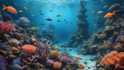Naklejka na ściany i meble Imagine A Mystical Underwater Kingdom With Coral R
