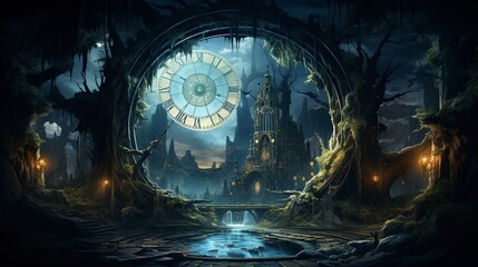 Mystical Quests Through Time a portal opening to different eras