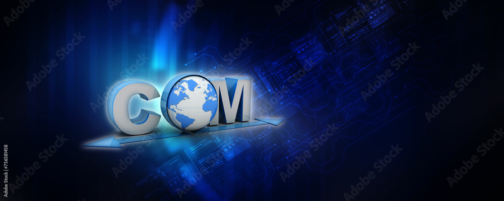 Aufkleber 3d illustration globe with word dot com