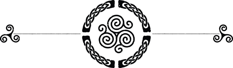 Grunge Celtic Header with Knot Circle, Celtic Triskele, Triskelion