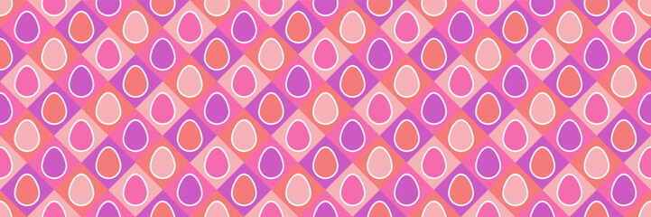 Easter banner with eggs in modern style. Seamless pattern for wrapping paper, wallpaper and textile. Vector illustration