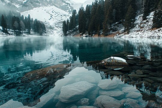 Free photo beautiful shot of a crystal clear lake