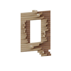 Wooden Art 3D Alphabet PNG Letters