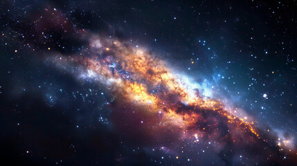View of the milky way stars and cosmic clouds in the galaxy. Amazing outer space universe. The...