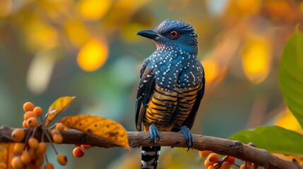 A cuckoo bird on a tree branch