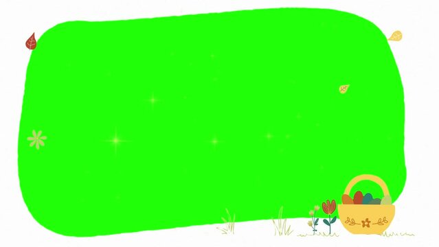 Panier avec des &oelig;ufs pour P&acirc;ques avec fond vert