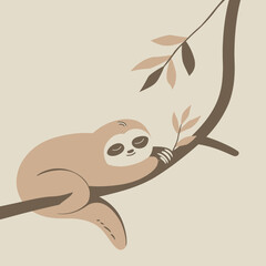 Obraz premium a slotty sitting on a tree branch with its eyes closed