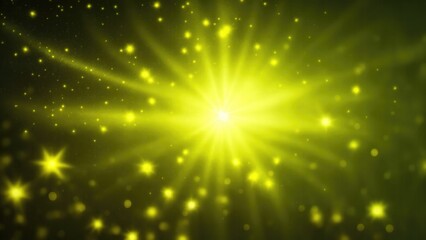 Yellow light burst, abstract beautiful rays of lights on a  dark Green background with the color of yellow, golden sparkling backdrop, and blur bokeh