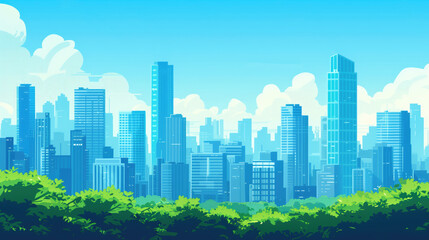 Fototapeta premium Panoramic view of the city during the day