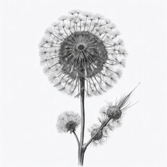 A Dandelion tattoo traditional old school bold line on white background