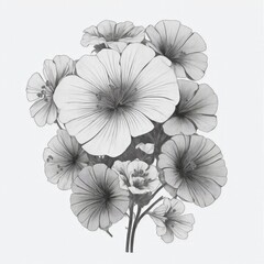A Geranium tattoo traditional old school bold line on white background