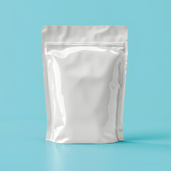 Mockup of a white zipper bag on a blue background.