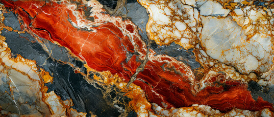 Abstract and intricate marbled rock texture with a vivid array of earth tones creating a natural art piece. Abstract Marbled Rock Texture