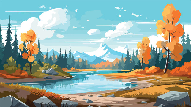 Best Cartoon autumn landscape beautiful nature background