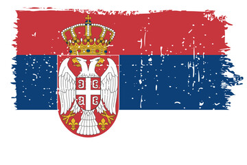 Serbia flag - vector flag with stylish scratch effect and white grunge frame.