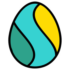 Decorated Easter Egg colored outline Icon. 