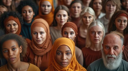 Diverse Group Portrait, rich tapestry of humanity, this image captures a group of diverse individuals of various ages, ethnicities, and backgrounds, promoting inclusivity and unity