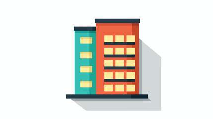 Building flat icon with long shadow  flat vector 